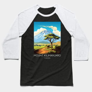 A Pop Art Travel Print of Mount Kilimanjaro - Tanzania Baseball T-Shirt